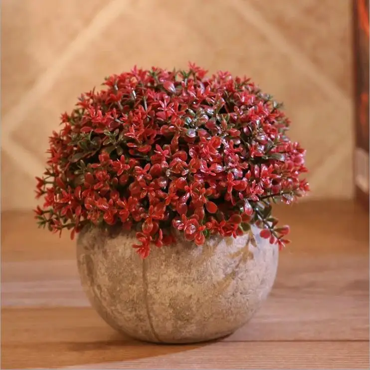 Оптовая продажа, искусственное зеленое растение в горшке, миниатюрное искусственное растение, декоративный реалистичный цветок, топиарный шар