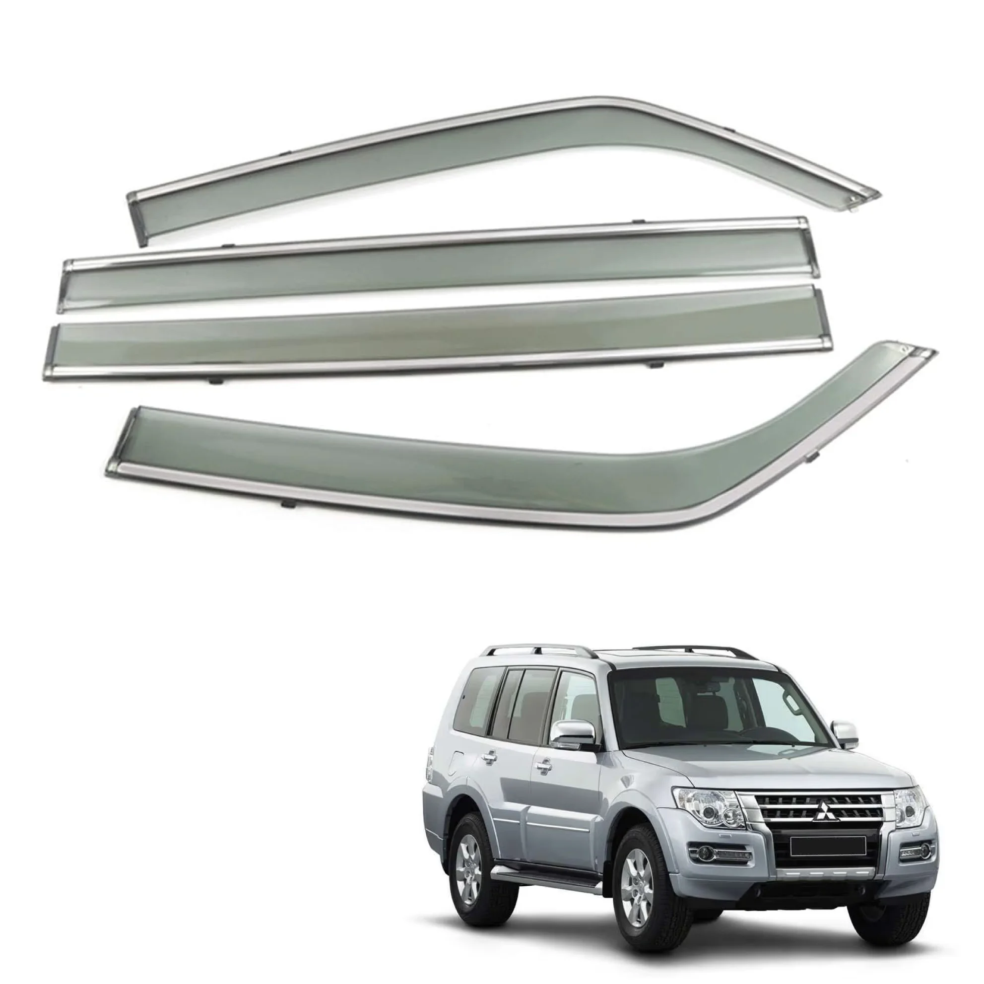 Factory Direct Sales Car Rain Shield Bright Strip Style Rain Window Deflector for Mitsubishi Pajero 1998-2016 Auto Car Sun Visor