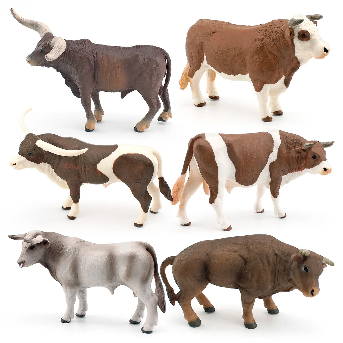 - Simulation Ranch Farm Poultry Brown Cattle Simmental Bull Cow Longhorn Model Decoration
