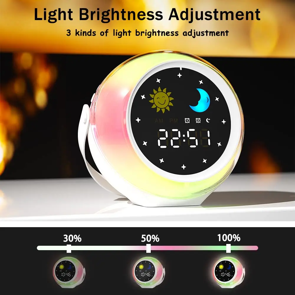 Despertador infantil para decoração de quarto, relógio digital Ok to Wake  para crianças, relógio de treino de sono infantil com luz noturna