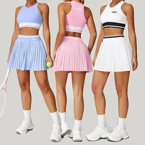 Custom Logo Mini Workout Yoga GYM Slim Sexy 2 Piece Sport Golf Skirt Girl Women Tennis Skirts Set for Women