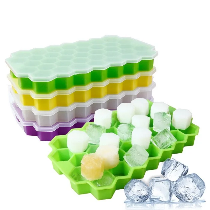 Odorless Honeycomb Ice Tray Mold Nontoxic Stackable With Lids