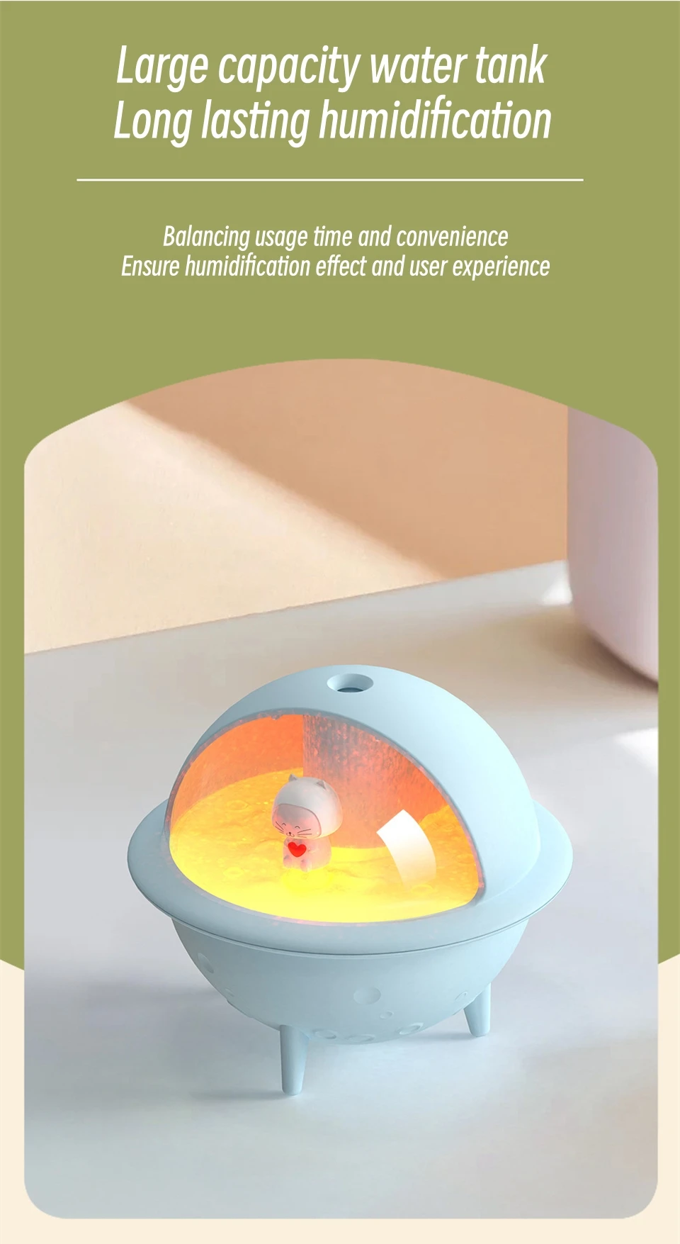 Gadgetoo Creative 350Ml Space Man Planet Humidifier Cool Mist Ultrasonic Mist Sprayer With Romantic Warm Light
