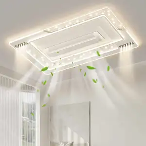 Luxury Fan Light Square Bedroom 6 Speeds Decorative Recessed Smart Bladeless Ceiling Fan With Light for Living Room Bedroom