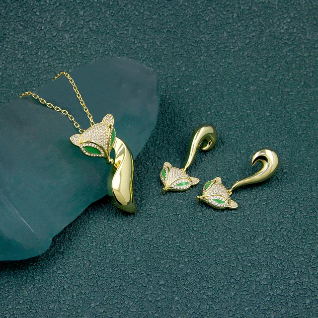 Jys0288 Gold Set Jewellery Dubai Gold Jewelry fox Pendant and Earring Fine Jewelry Jewelry Sets