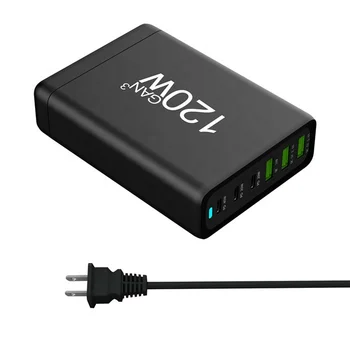 Alternative view of 120W GaN USB C Charger with 6 Ports PD QC3.0 Adapter for iPhone for Samsung Mobile Phones Laptops Wall Charger with 40W Output P
