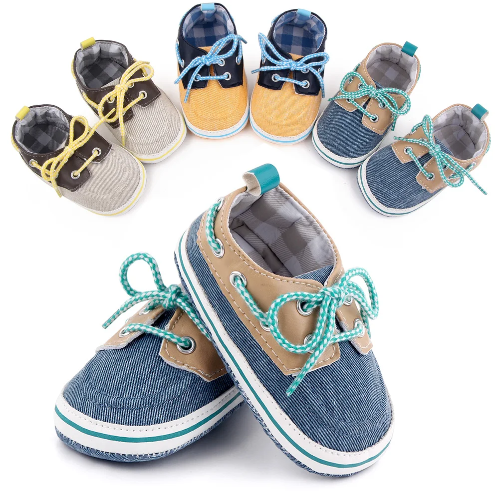 Color-matching Casual Lace-up Baby Soft Soles Anti-slip and Wear-resistant Canvas Shoes
