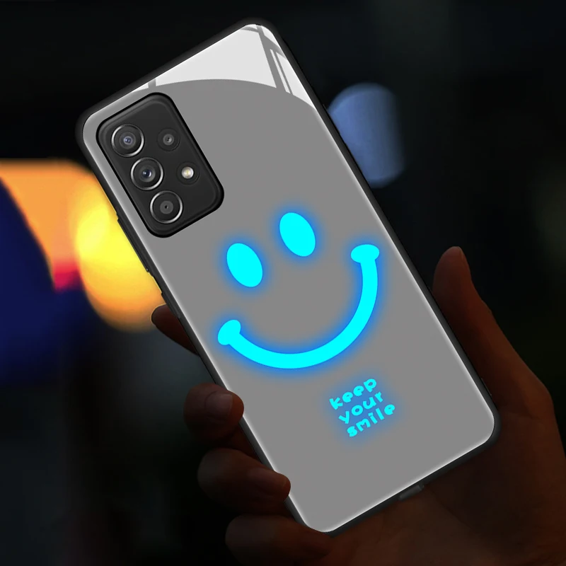 High Quality Led Cell Phone Case Led Luminous Tempered Glass Night Light Phone Bag for Iphone 12 13 Pro Max Xr