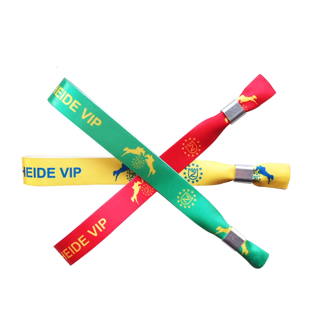 Custom Fabric Party Bracelet Festival Cloth Entrance Ticket Woven Wrist Hand Bands VIP RFID Satin Concert Wristband for Events