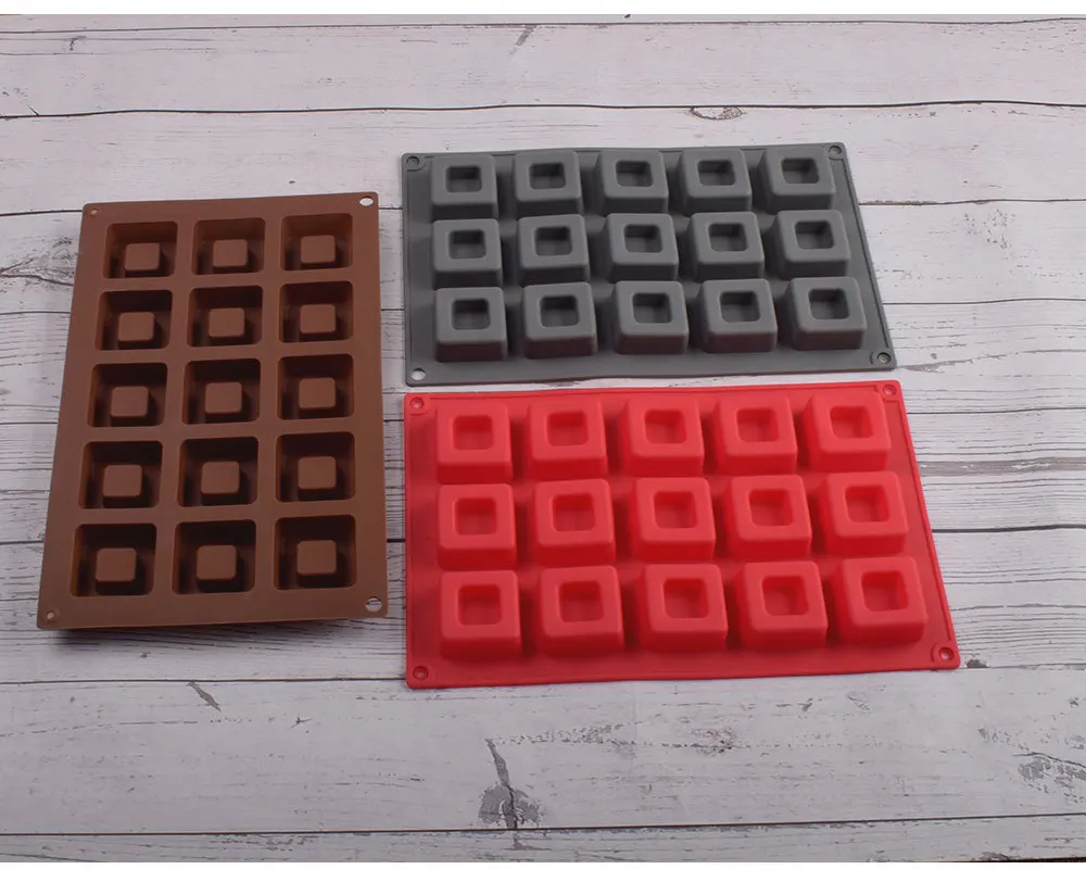 15-Grid Square Silicone Oven Mold for Cake Cookie Chocolate & Candy Baking High Temperature Resistant DIY Baking Tools factory