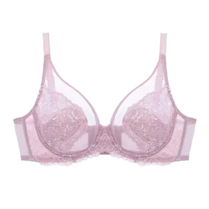 Wholesale Women Ultra-Thin Mesh Bra Anti-Sagging Seamless Printed Knitted Breathable Underwear with Adjustable Straps