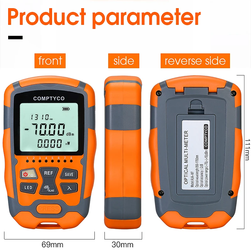 COMPTYCO High precision Fiber Optic Tester AUA-M7/M5 OPM with LED and RJ45 tester Fiber Optic Equipment Mini Optical Power Meter factory