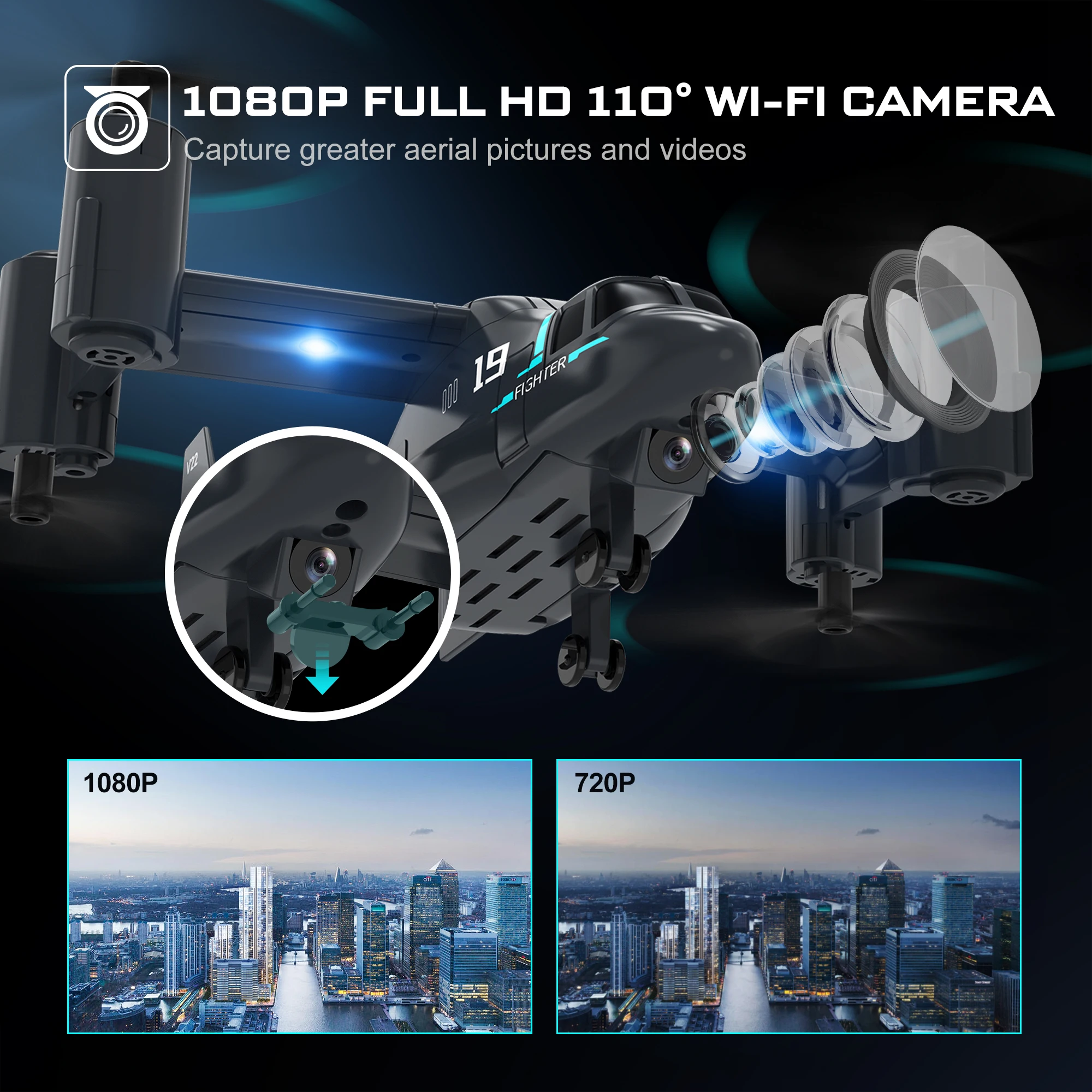 LM19 Real-Time Image Transmission 2-in-1 Fighter Aircraft Mini Drone Toy Headless Mode FPV Camera Real Time Image RC