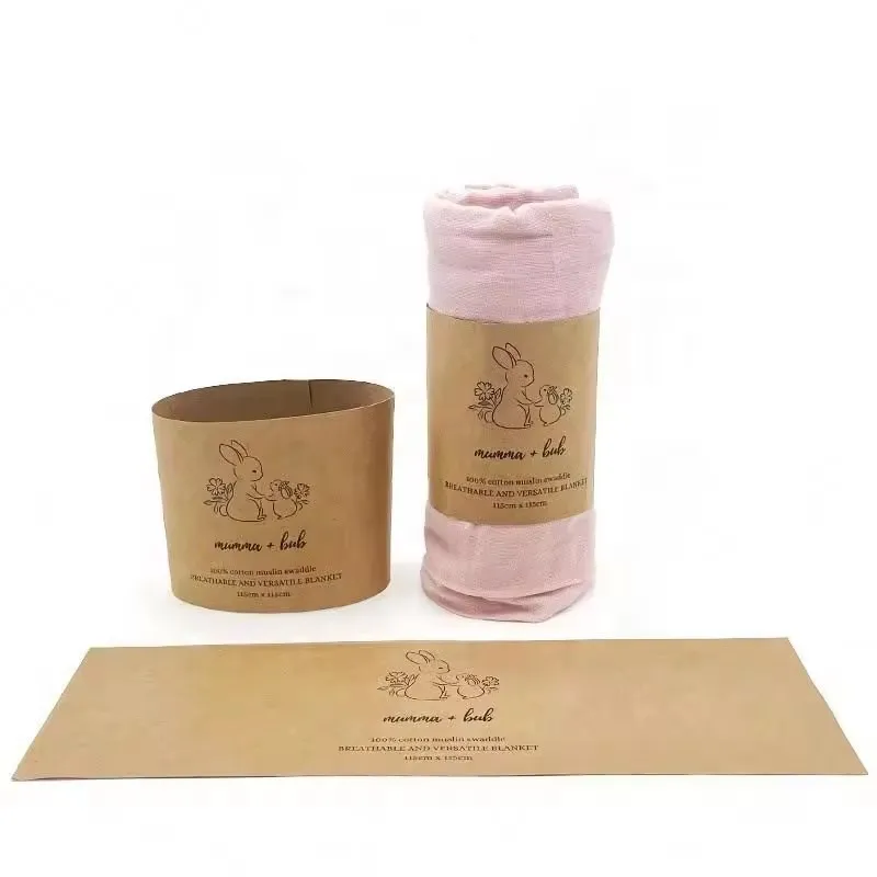 Factory Custom Printing Baby Swaddle Blanket Paper Sleeve Packaging Kraft Belly Band