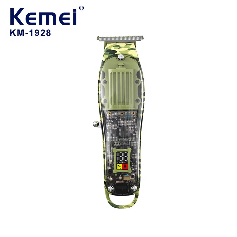 ماكينة حلاقة كهربائية ذات تصميم أنيق وشاشة رقمية ذكية Kemei km-1928 ماكينة حلاقة رأس قابلة لإعادة الشحن ومقاومة للماء وشحن USB للرجال