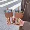450ml amber-colored cup + cup cover + straw
