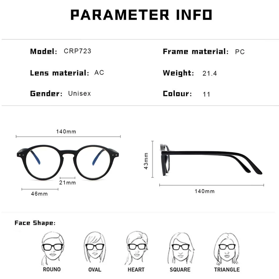 Retro Cheap Round Rubber Soft Finished Frame Spring Hinge Anti Blue Light Blocking Lunettes De Lecture Reading Glasses