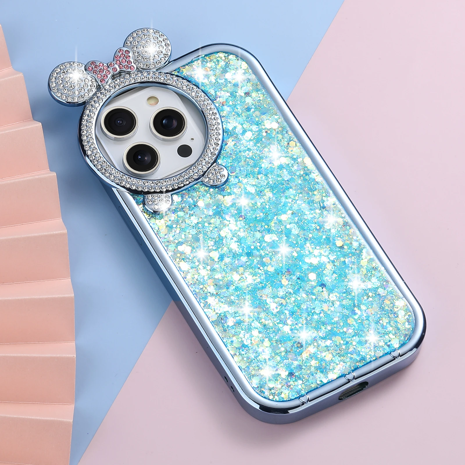 With Small Ears Gradient Diamond Phone case for iphone 13 Pro Max Cartoon Cute Shockproof case for SAM Ultra 23