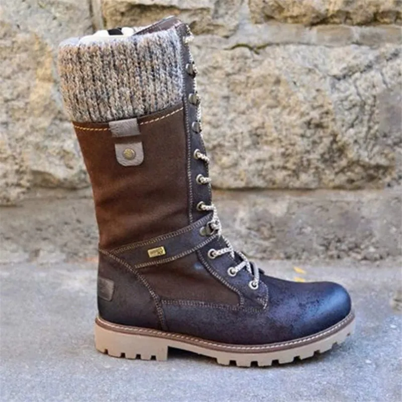 Botas Camperas Altas Mujer con Correas y Lana Calientes Invierno Cowboy –  Ella-time