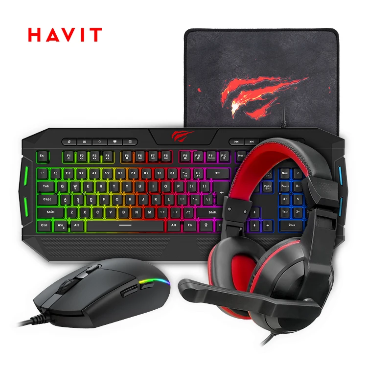 Havit KB501CM  4 in 1 Gaming Combo Set Wired Keyboard and Mouse Combo Teclado Gamer Keyboard Mouse Combos WIth Mouse