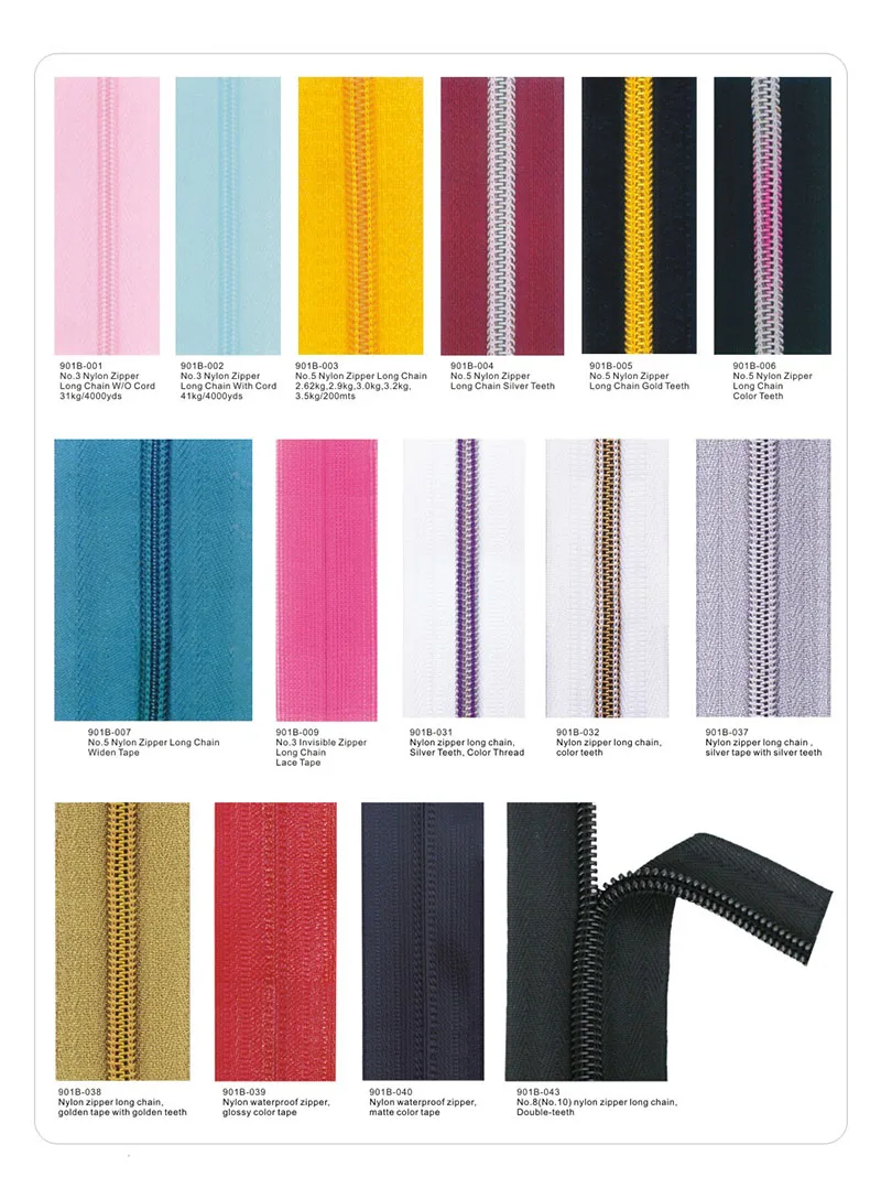Wholesale Zipper By The Yard Long Chain Nylon Coil Zippers For Sale