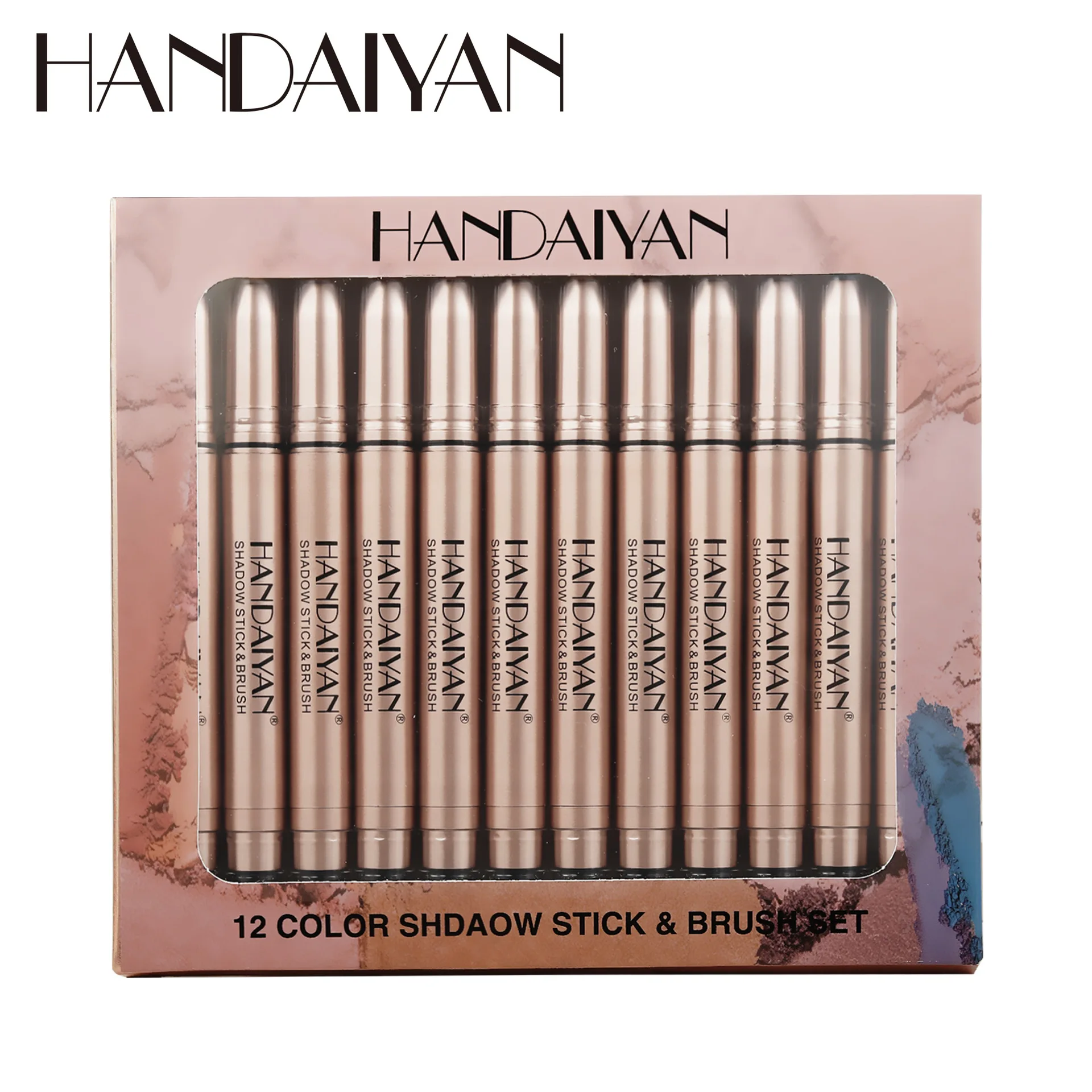 Handaiyan 12 Colors Lazy High Light Eyeshadow Stick Set Pearl Matte Silkworm Pen Fine Flash Brightening Eyeshadow Pen