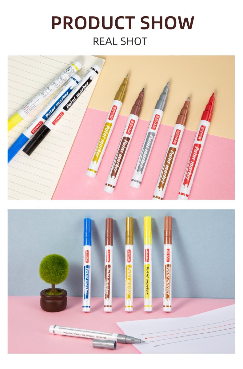 Customization Zeyar Oil Based Paint Pen Set Extra Fine Point Nylon Tip