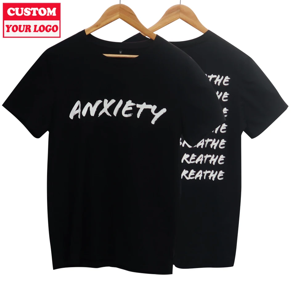Custom Unique Design Wording and Photo Company Logo Cotton T Shirt Design