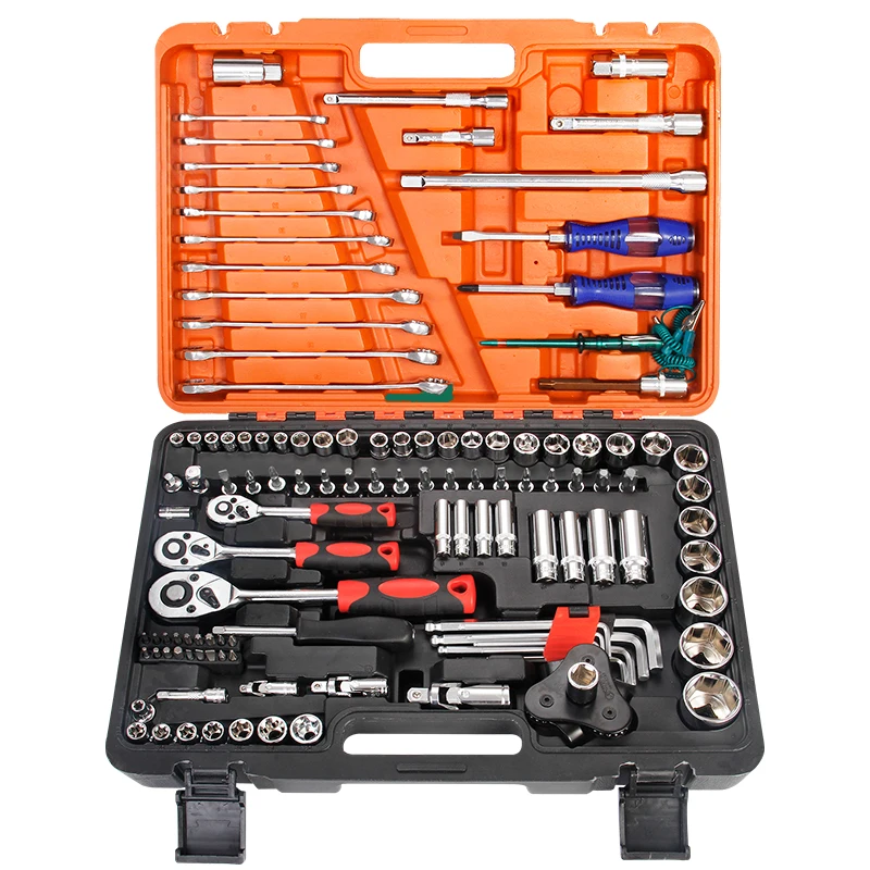 thumbnail interactive-video image 1 of 151-Piece Professional Tool Set - 1/2", 3/8", & 1/4" Drive Sockets, Ratchets, Wrenches For Car & Bike Repair 1 of 12