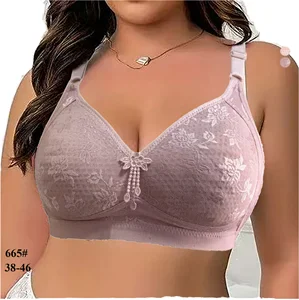 Wholesale High Quality Wire-Free Big Size Bra - Summer Breathable Thin Cotton 3/4 Cup Adjustable Straps for Busty Women