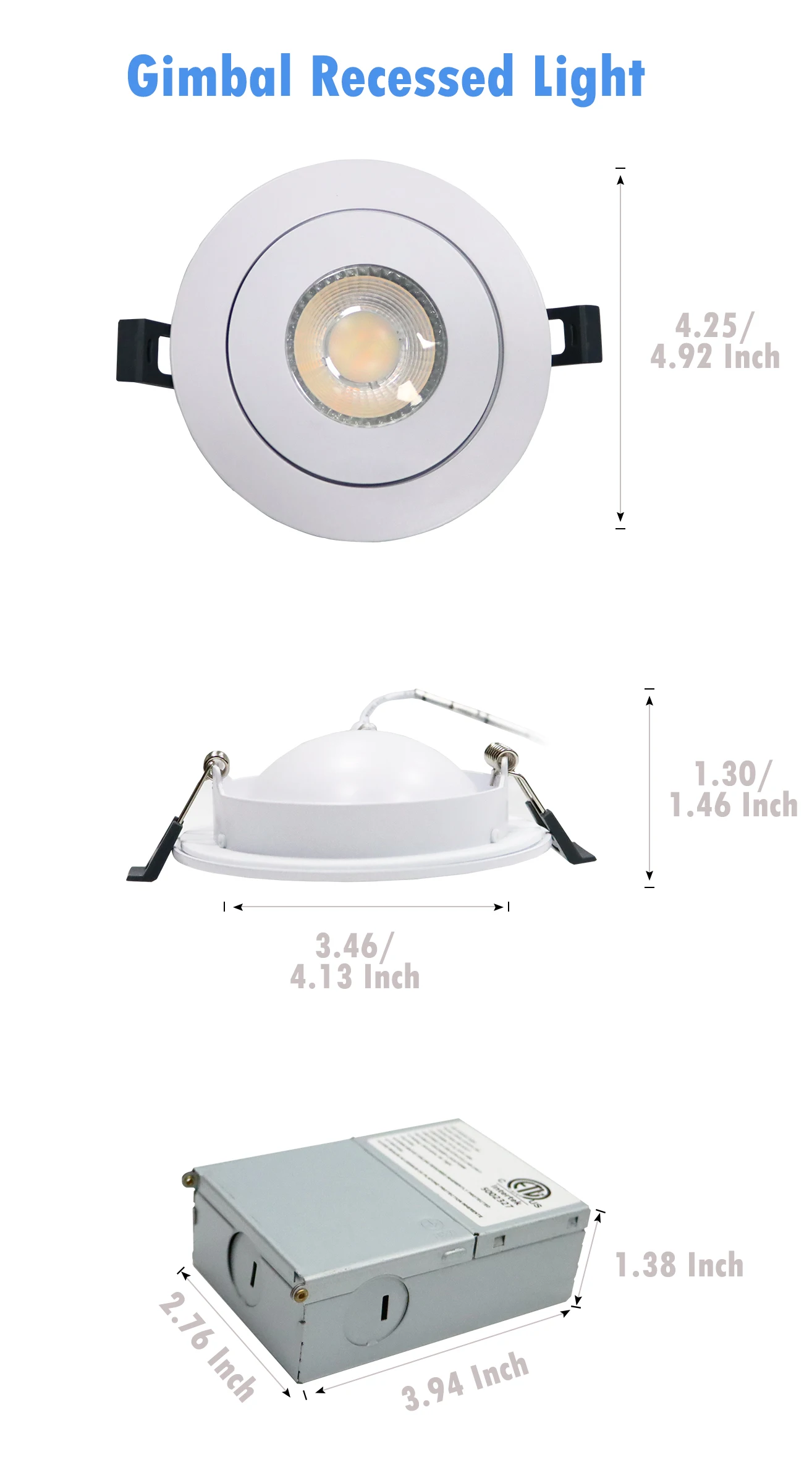 Adjustable Directional Eyeball Lighting Dimmable 6 Inch 5cct Led Gimbal ...