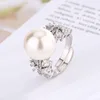 open size Platinum white pearl ring