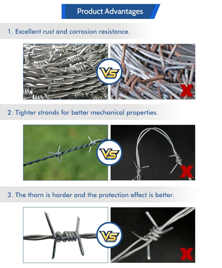 Cheap Easy Barbed Wire Installation 250m/500m Galvanized Barb Barbed