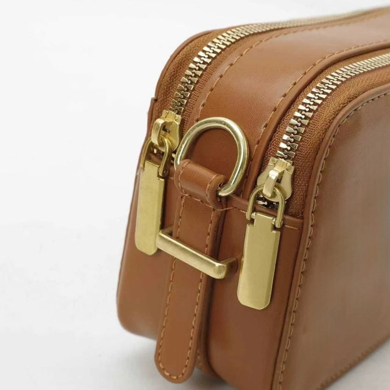 Vintage Casual Crossbody Pu Leather Handbag Square Shoulder Bag Single Strap Zipper Closure Polyester Lining Fashion