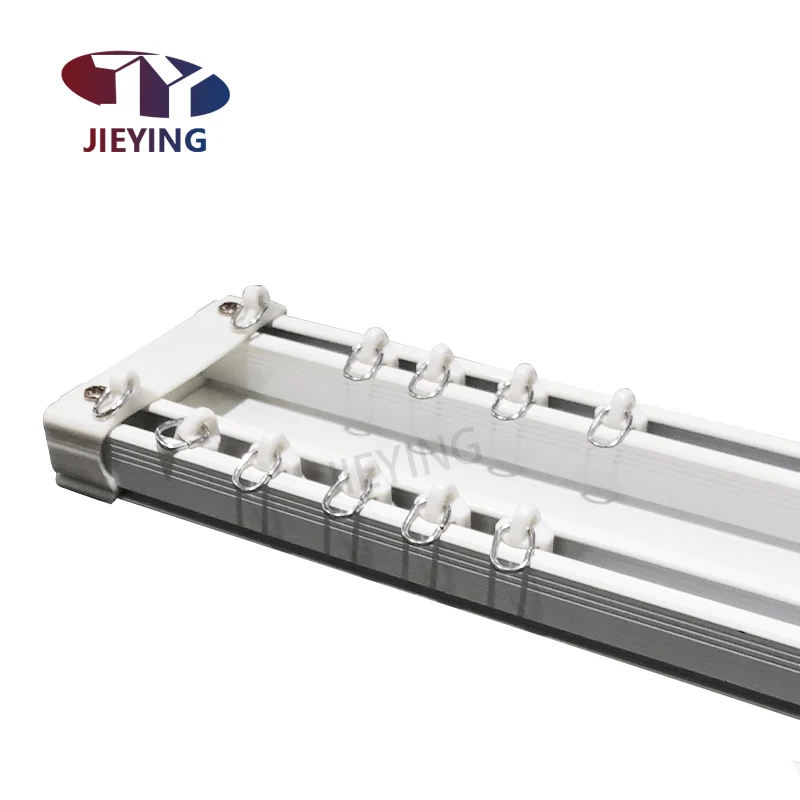 Jieying Aluminum Ceiling Double Curtain Rail Recessed Curtain Poles Suspended Ceiling Double Curtain Track