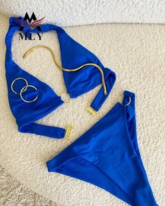 MLY Hollow Out Quality Pleated Swimsuit Female Double-Sided Bikini