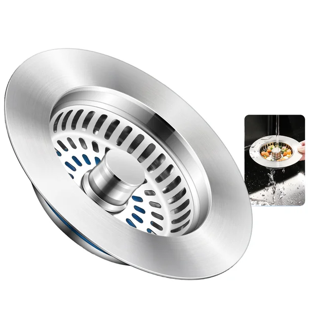Durable Stainless Steel Kitchen Sink Basin Deodorant Filter with Leak-Proof Drain Plug Kitchen