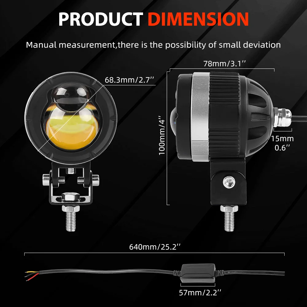 Wholesale Auto Lighting System Auxiliary Fog Lights IP68 3 Inch 30W 12V 24V Tdd Led Mini Driving Light Dual Color for Motorbikes