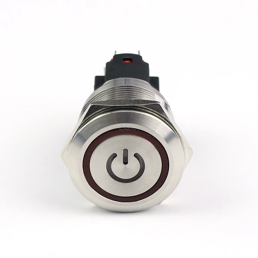 Heavy Duty Red LED Push Button Switches 22MM SPDT Latching Flat Button 6 Pin Push Button Switch for Automotive Car Boat