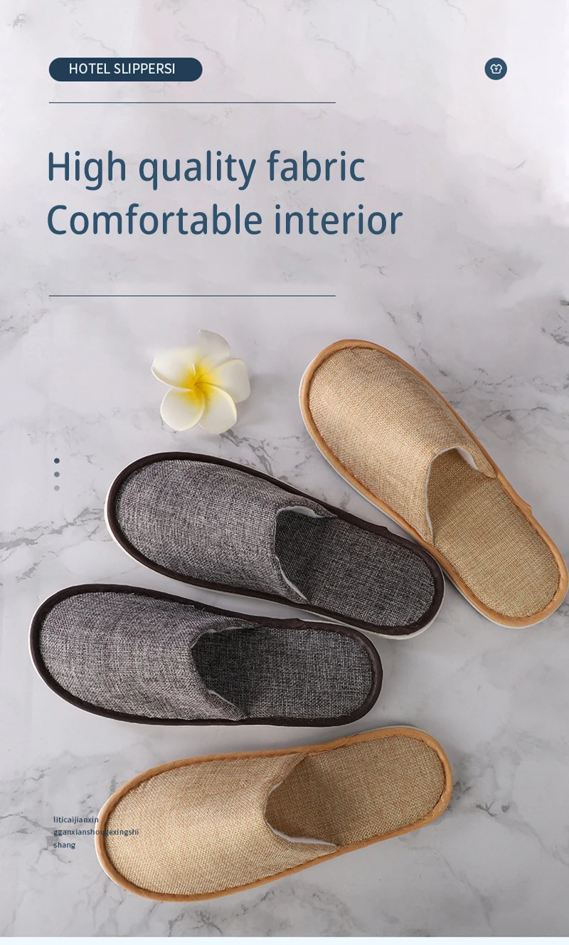 Hotel Disposable Slippers Closed Toe Linen Men Indoor Soft Slipper Home Guest Nonslip Slides
