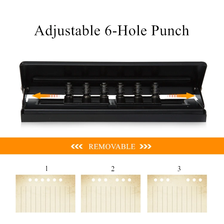 adjustable 6 hole punch with positioning