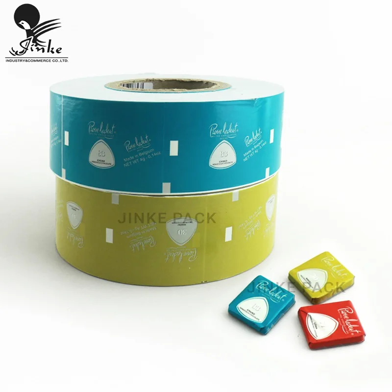 Customized Chocolate Fold Wrapping Paper Roll Film Aluminum Foil Laminated Paper for Chocolate Packaging
