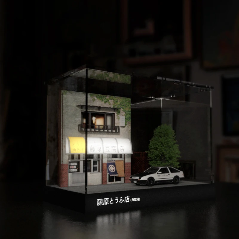 1/64 Scale Parking Lot Model Fujiwara Tofu Store Scene Garage Osong Board Simulation Modified Garage
