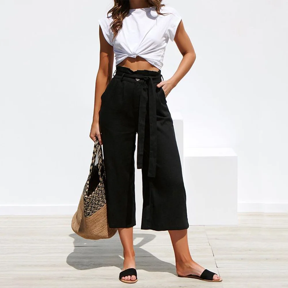 high waisted loose black pants