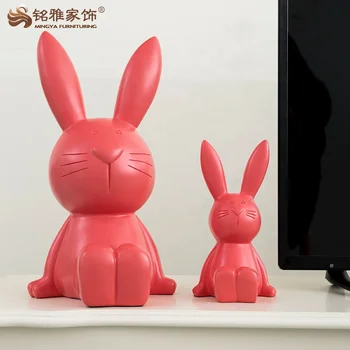 Children's day gift bunny cute colorful rabbit arts and crafts resin sculpture