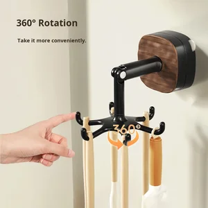 Multi-Functional Strong Traceless Plastic Suction Cup Rotating Hook Kitchen Bathroom Storage Wall-Mounted Shelf Hook