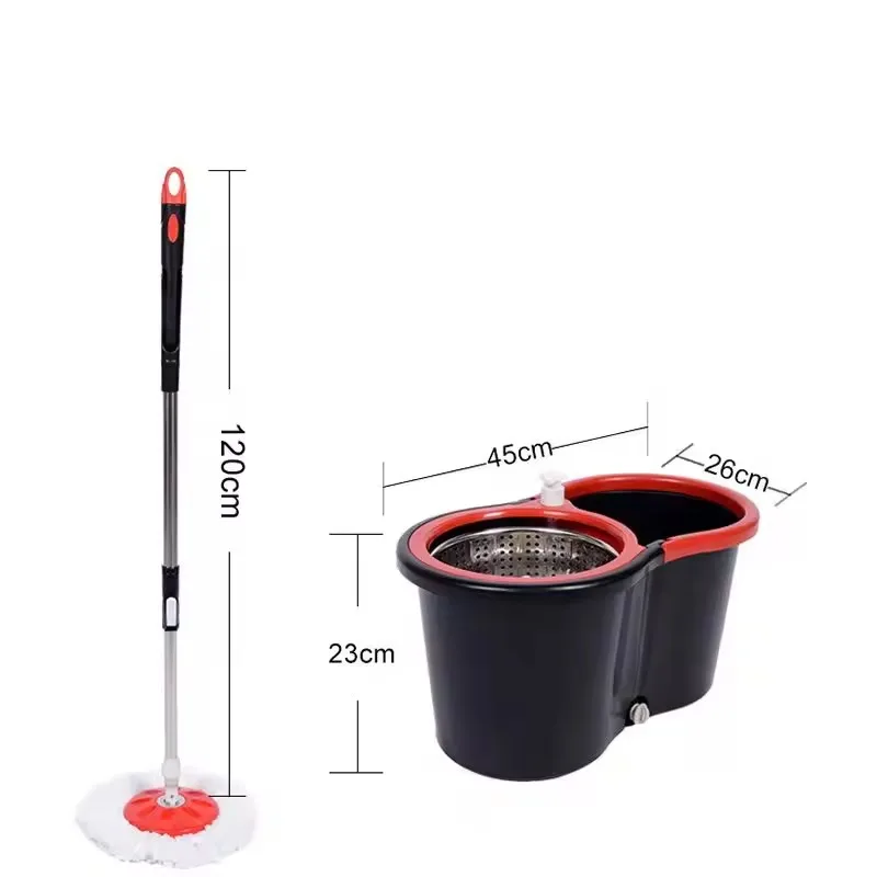 Washable Mop Microfiber Cleaning Cloths with Barrel Set Hands-free Squeezing Swob for Broom with Magic Tape