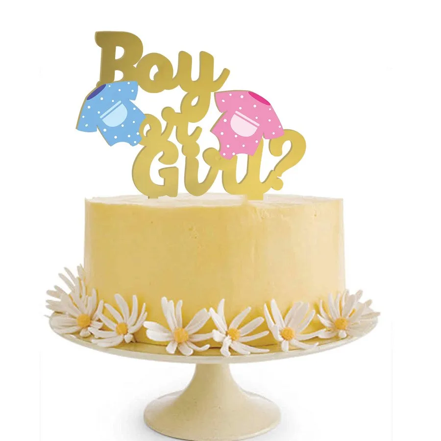 Gold Mirror Acrylic Baby Girl Cake Topper 