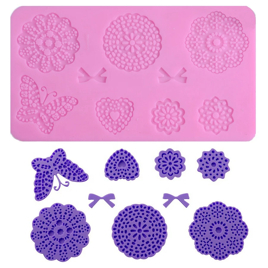 Silicone Butterfly Floral Pattern Lace Mould Sugarcraft Fondant Mat