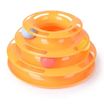 Wholesale 3 Levels of Interactive Play Circle Track Pet toys Moving Balls Tower Cat Toy